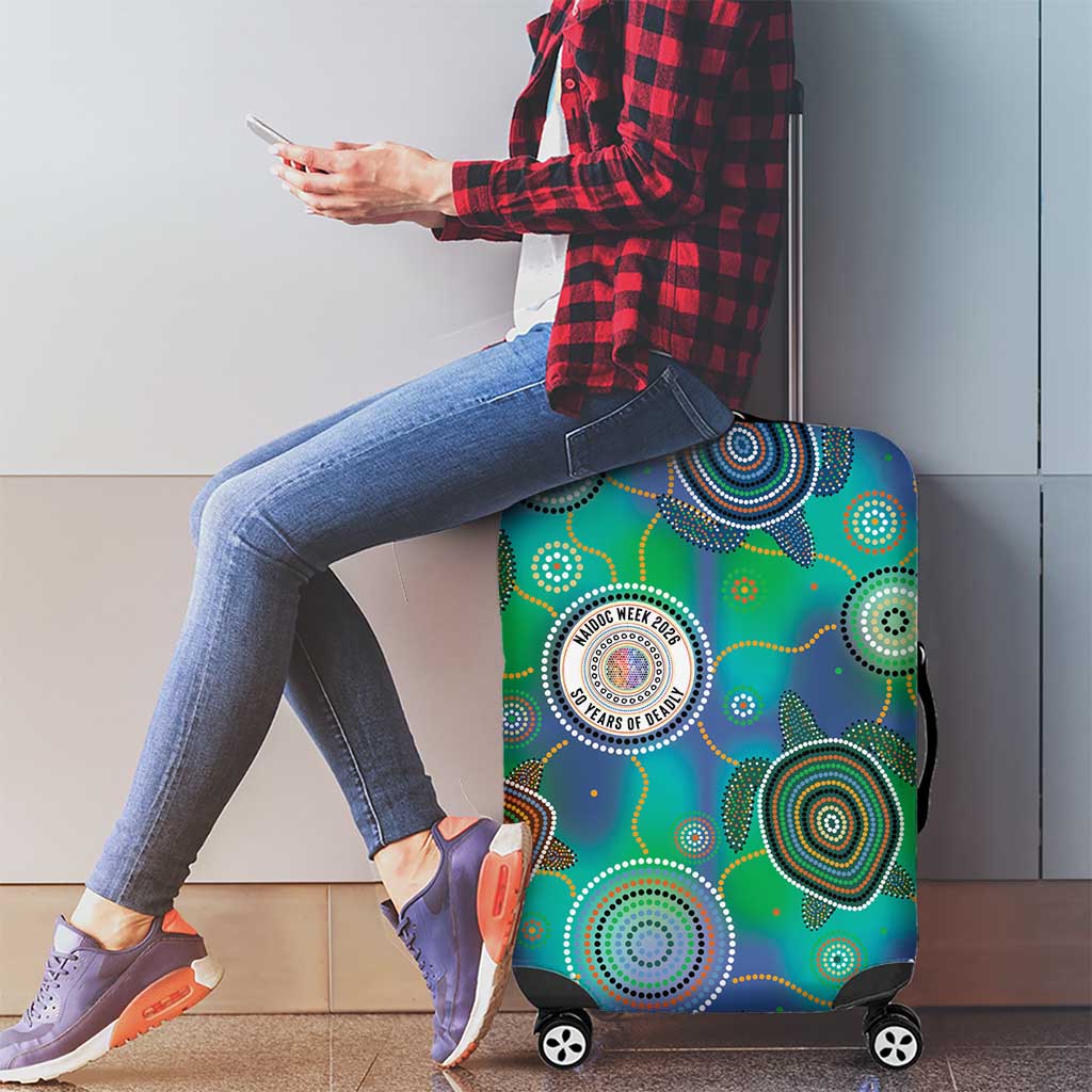 NAIDOC 50 Years of Deadly Luggage Cover Sea Turtle Aboriginal Dot Art