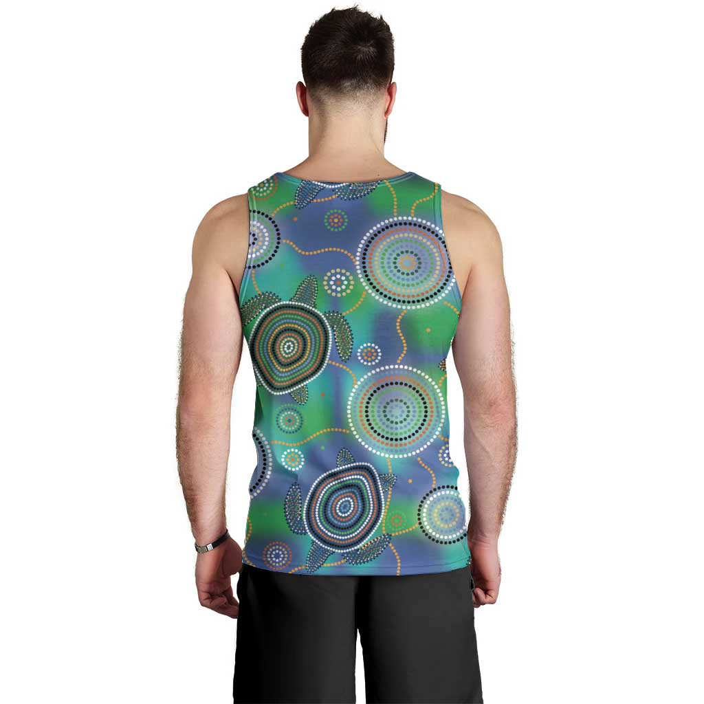 NAIDOC 50 Years of Deadly Men Tank Top Sea Turtle Aboriginal Dot Art