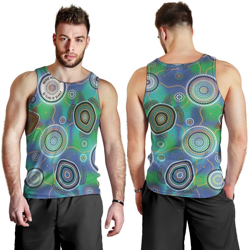 NAIDOC 50 Years of Deadly Men Tank Top Sea Turtle Aboriginal Dot Art