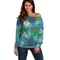 NAIDOC 50 Years of Deadly Off Shoulder Sweater Sea Turtle Aboriginal Dot Art