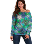 NAIDOC 50 Years of Deadly Off Shoulder Sweater Sea Turtle Aboriginal Dot Art