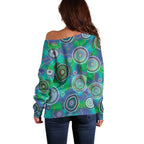 NAIDOC 50 Years of Deadly Off Shoulder Sweater Sea Turtle Aboriginal Dot Art