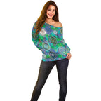 NAIDOC 50 Years of Deadly Off Shoulder Sweater Sea Turtle Aboriginal Dot Art