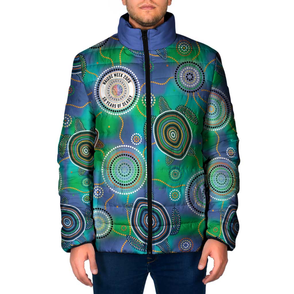 NAIDOC 50 Years of Deadly Padded Jacket Sea Turtle Aboriginal Dot Art