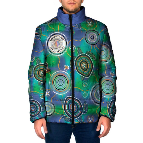 NAIDOC 50 Years of Deadly Padded Jacket Sea Turtle Aboriginal Dot Art