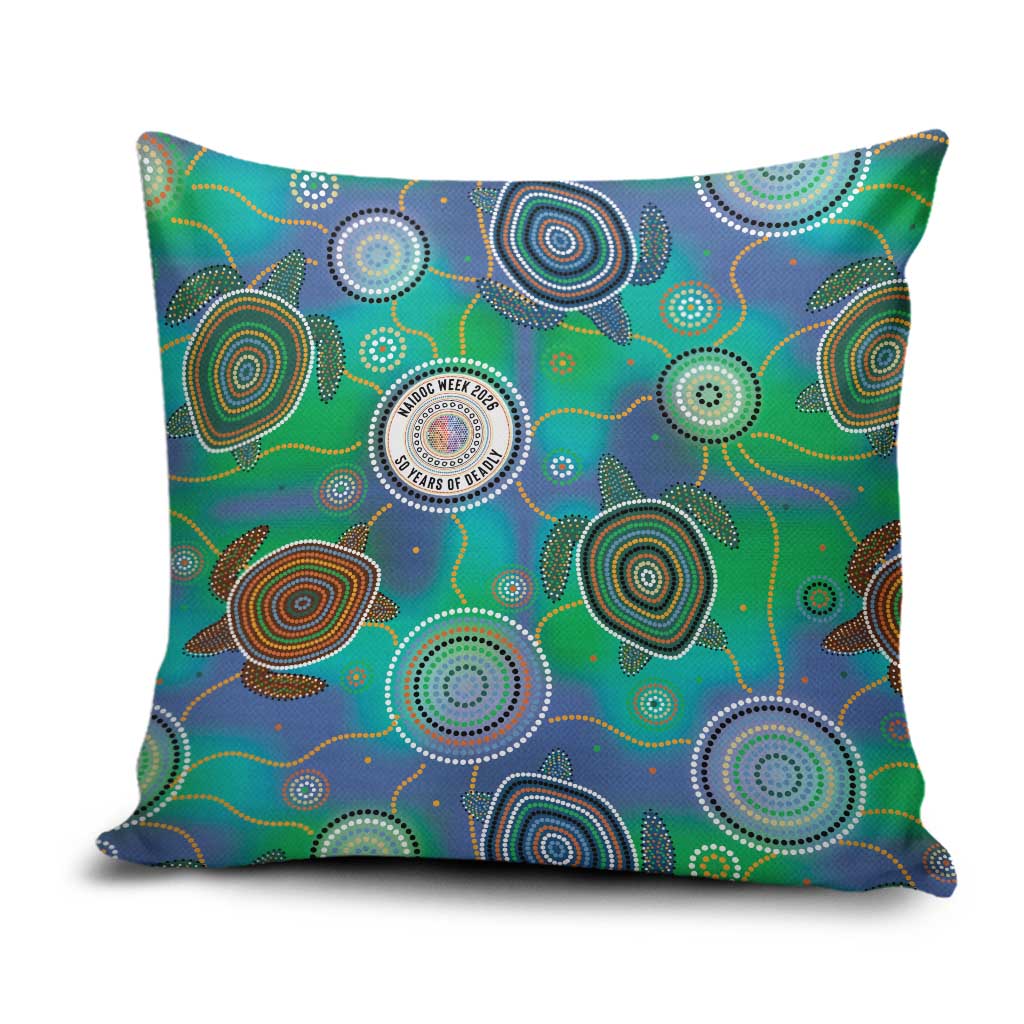 NAIDOC 50 Years of Deadly Pillow Cover Sea Turtle Aboriginal Dot Art