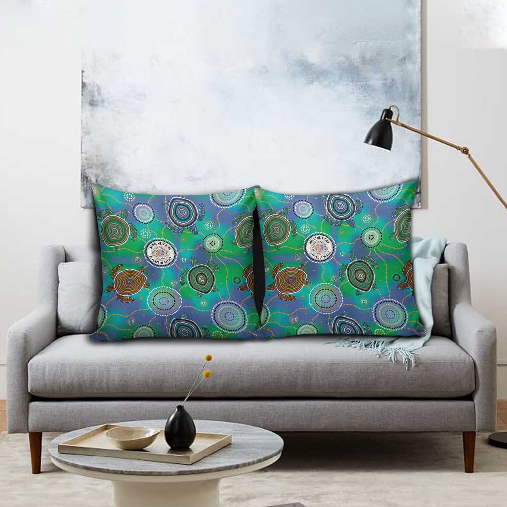 NAIDOC 50 Years of Deadly Pillow Cover Sea Turtle Aboriginal Dot Art
