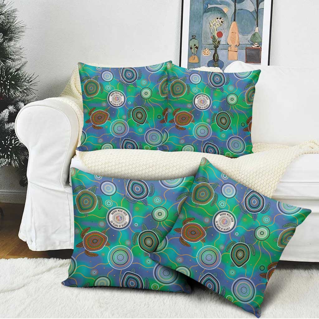 NAIDOC 50 Years of Deadly Pillow Cover Sea Turtle Aboriginal Dot Art