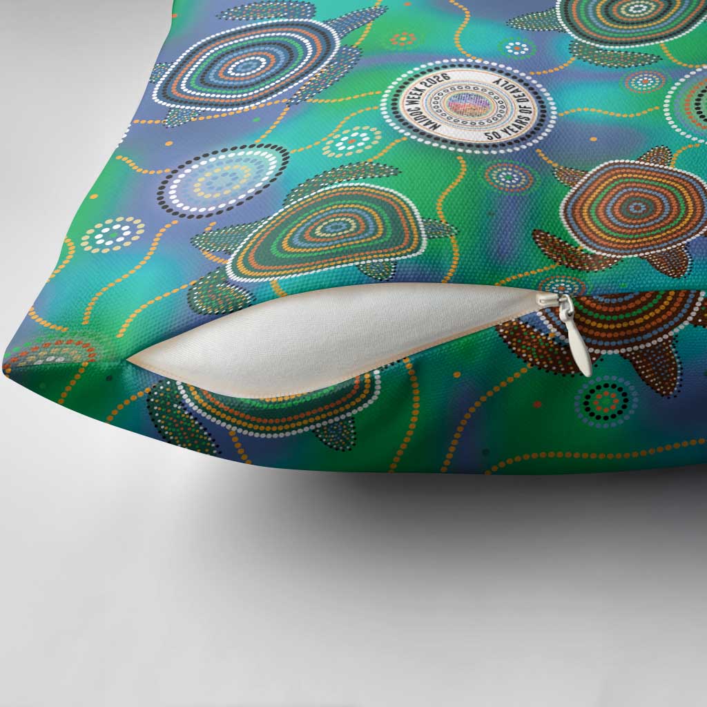 NAIDOC 50 Years of Deadly Pillow Cover Sea Turtle Aboriginal Dot Art