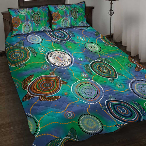 NAIDOC 50 Years of Deadly Quilt Bed Set Sea Turtle Aboriginal Dot Art