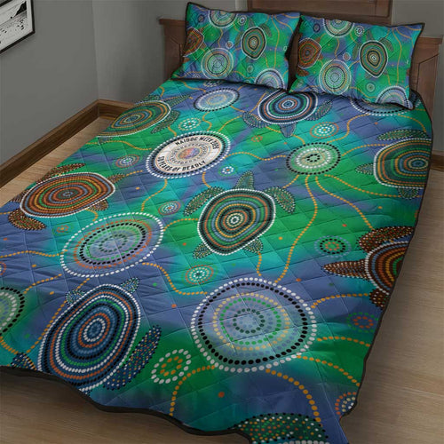 NAIDOC 50 Years of Deadly Quilt Bed Set Sea Turtle Aboriginal Dot Art