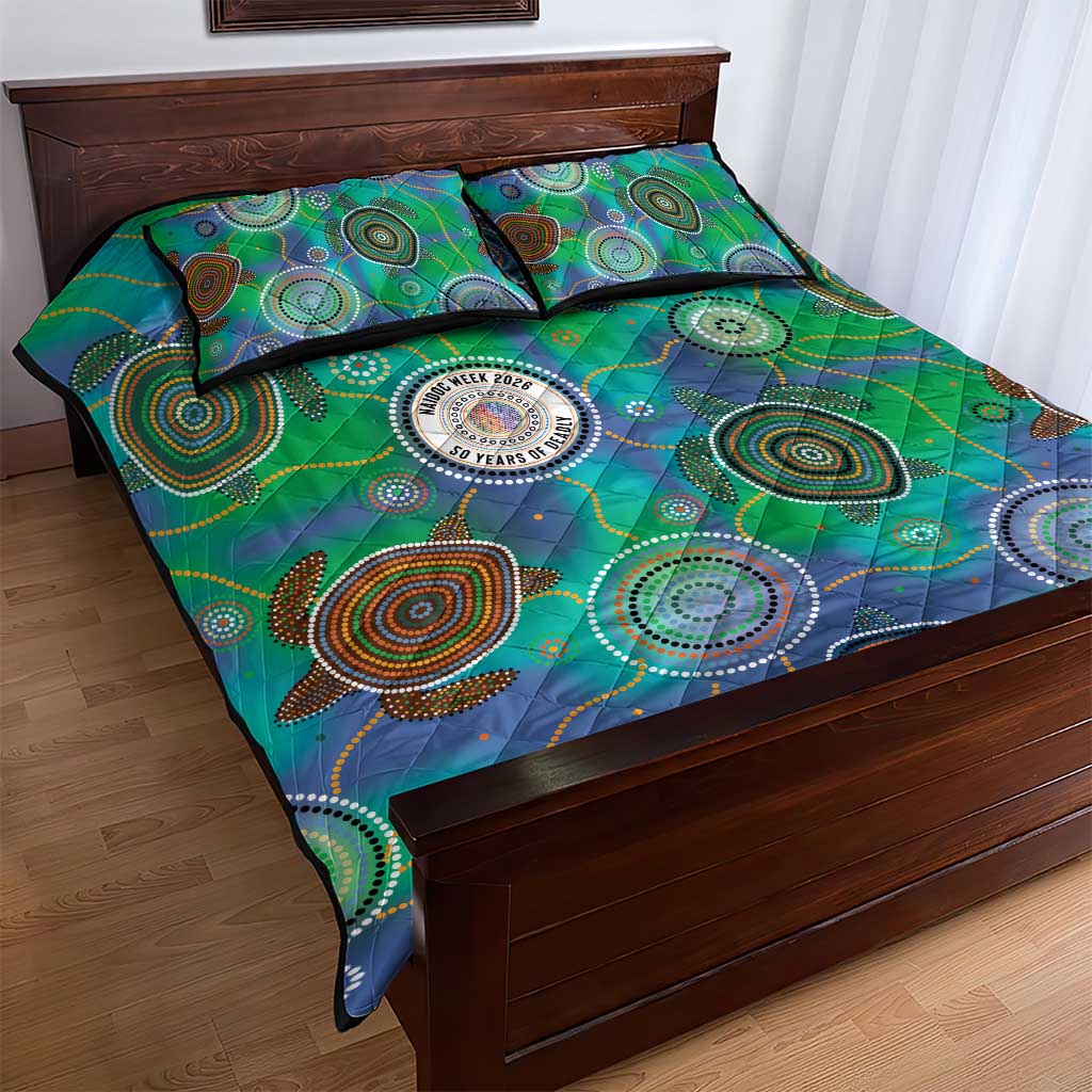 NAIDOC 50 Years of Deadly Quilt Bed Set Sea Turtle Aboriginal Dot Art