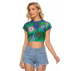 NAIDOC 50 Years of Deadly Raglan Cropped T Shirt Sea Turtle Aboriginal Dot Art