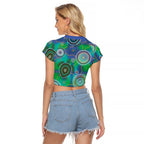 NAIDOC 50 Years of Deadly Raglan Cropped T Shirt Sea Turtle Aboriginal Dot Art