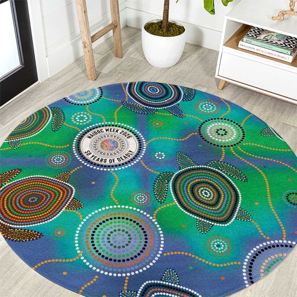NAIDOC 50 Years of Deadly Round Carpet Sea Turtle Aboriginal Dot Art
