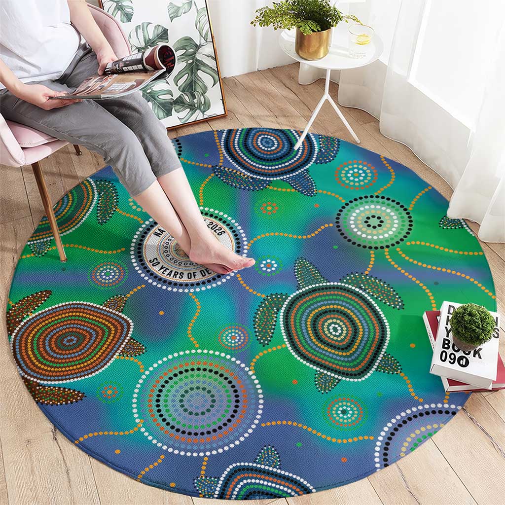 NAIDOC 50 Years of Deadly Round Carpet Sea Turtle Aboriginal Dot Art
