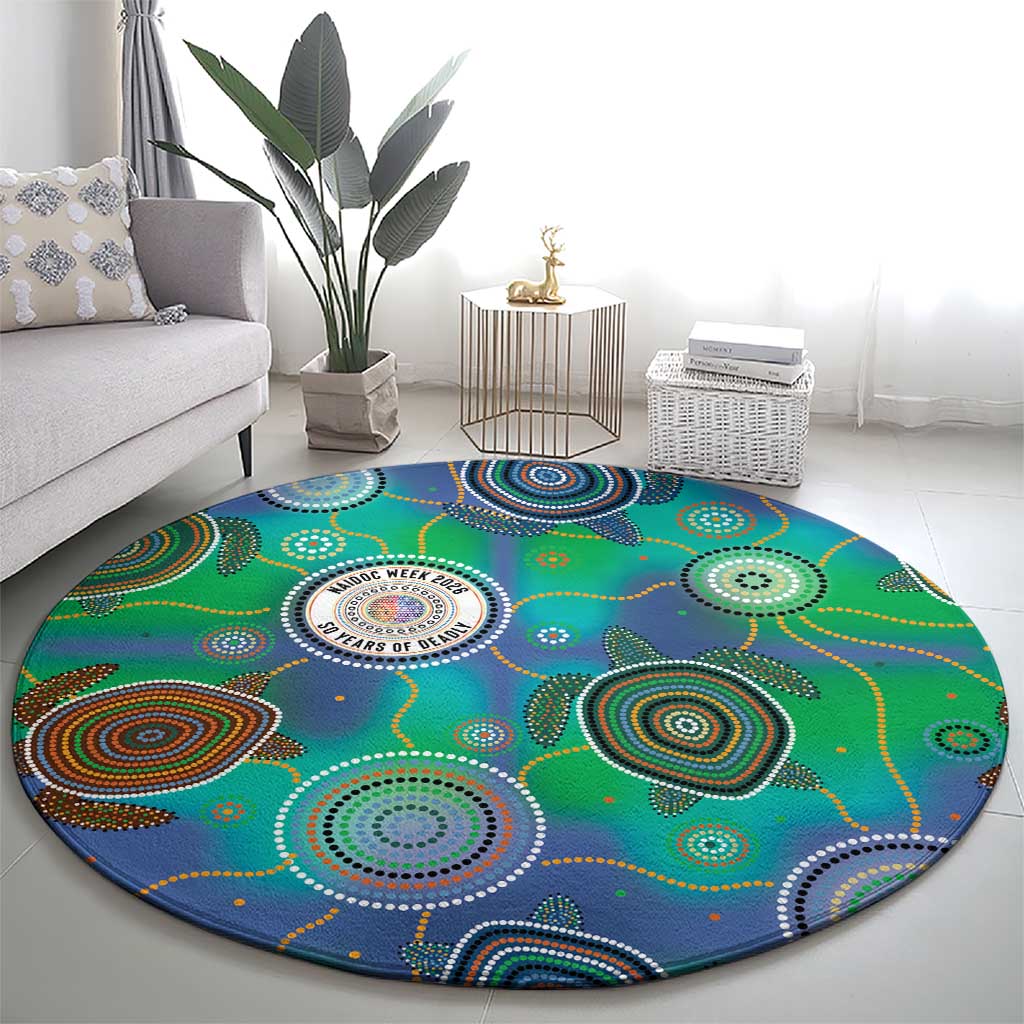 NAIDOC 50 Years of Deadly Round Carpet Sea Turtle Aboriginal Dot Art