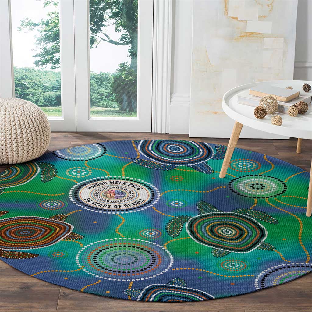 NAIDOC 50 Years of Deadly Round Carpet Sea Turtle Aboriginal Dot Art