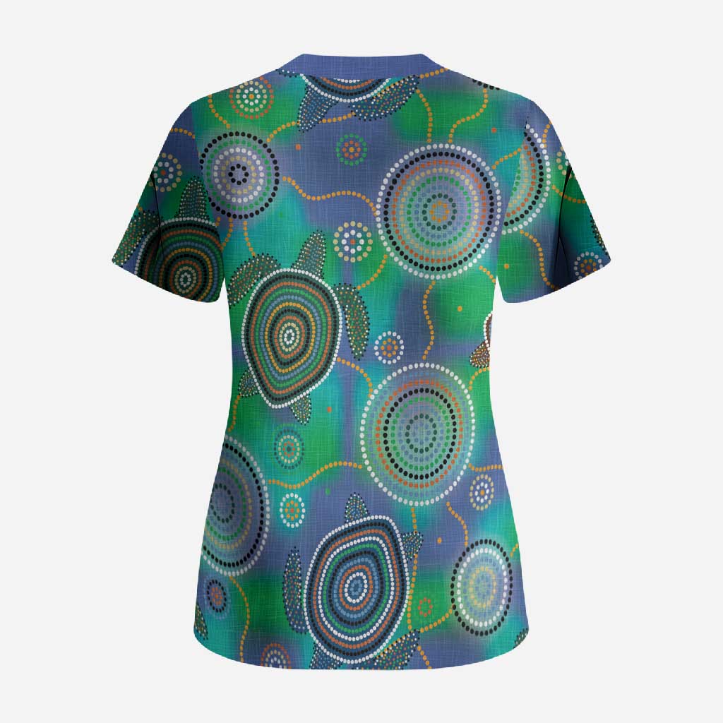 NAIDOC 50 Years of Deadly Scrub Top Sea Turtle Aboriginal Dot Art