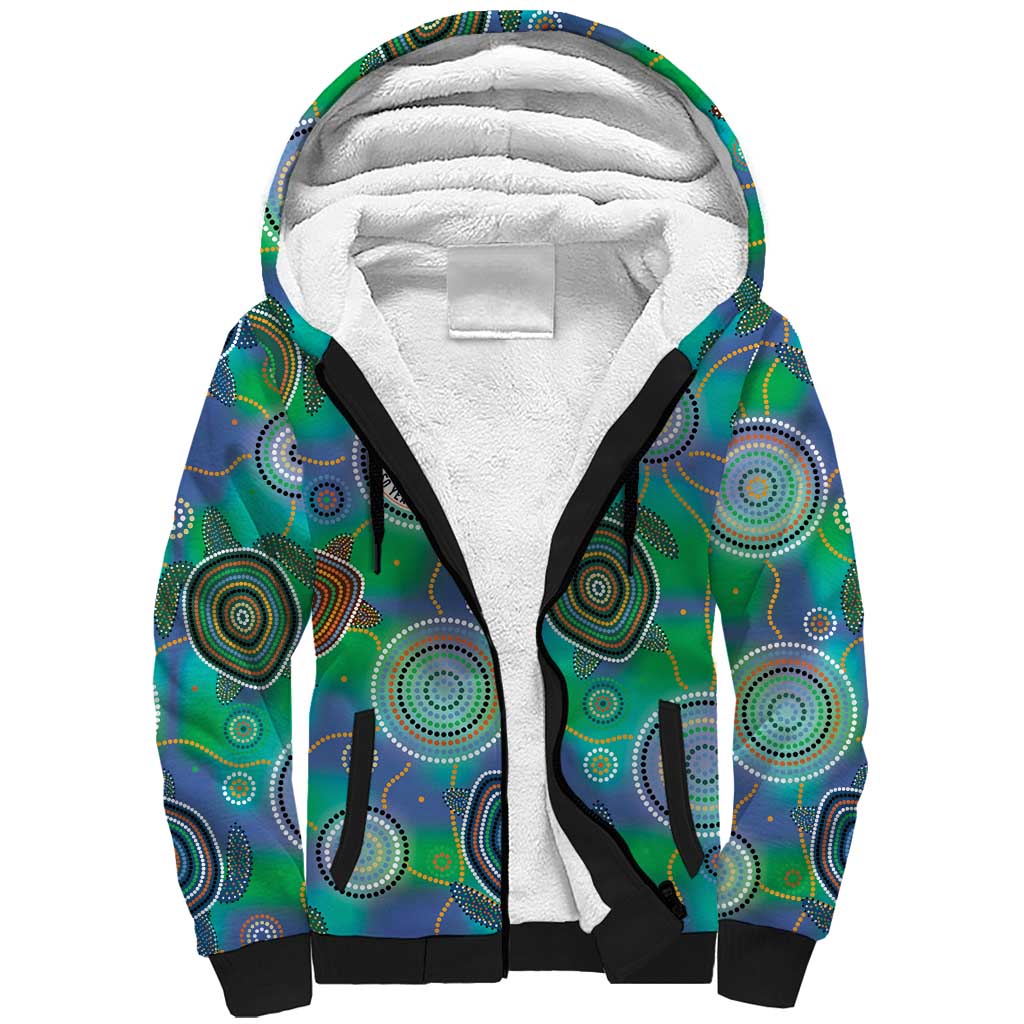 NAIDOC 50 Years of Deadly Sherpa Hoodie Sea Turtle Aboriginal Dot Art
