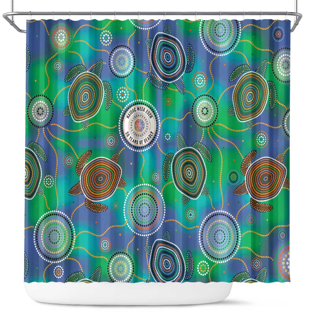 NAIDOC 50 Years of Deadly Shower Curtain Sea Turtle Aboriginal Dot Art