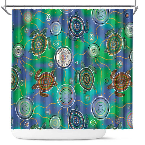 NAIDOC 50 Years of Deadly Shower Curtain Sea Turtle Aboriginal Dot Art