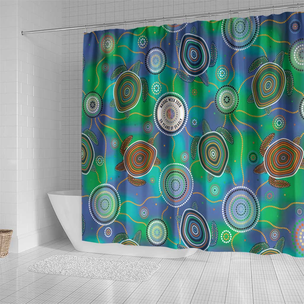 NAIDOC 50 Years of Deadly Shower Curtain Sea Turtle Aboriginal Dot Art