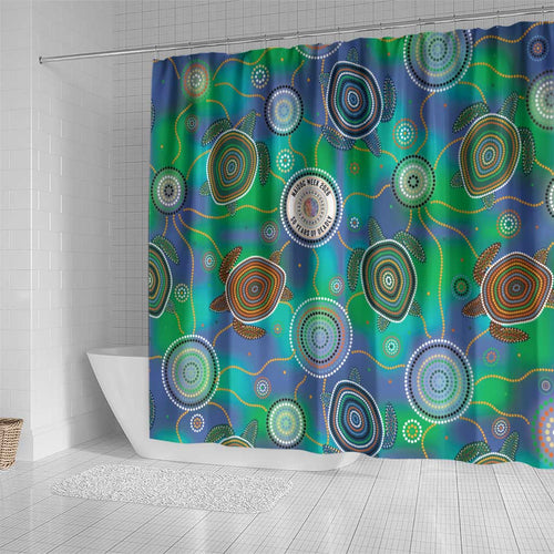 NAIDOC 50 Years of Deadly Shower Curtain Sea Turtle Aboriginal Dot Art