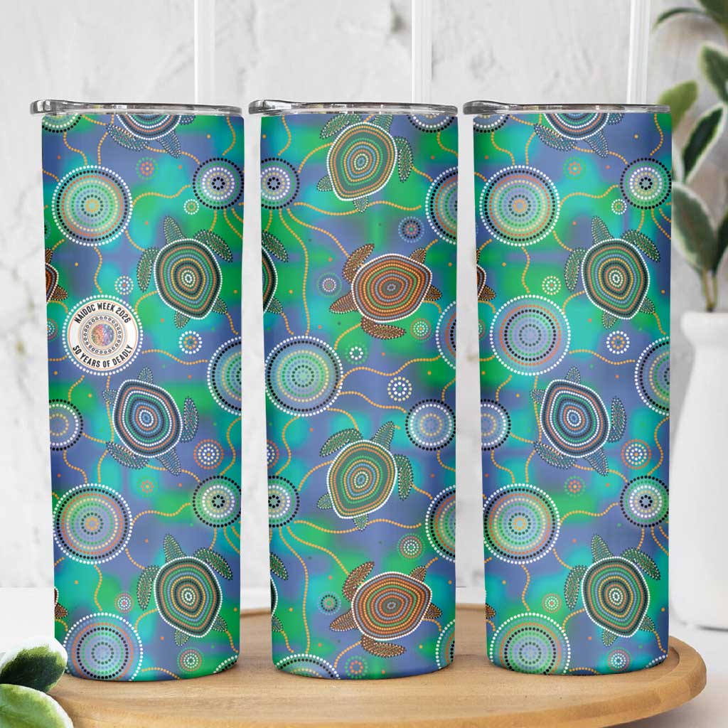 NAIDOC 50 Years of Deadly Skinny Tumbler Sea Turtle Aboriginal Dot Art