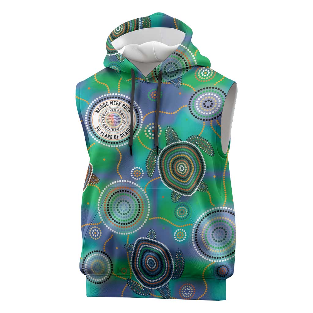 NAIDOC 50 Years of Deadly Sleeveless Hoodie Sea Turtle Aboriginal Dot Art