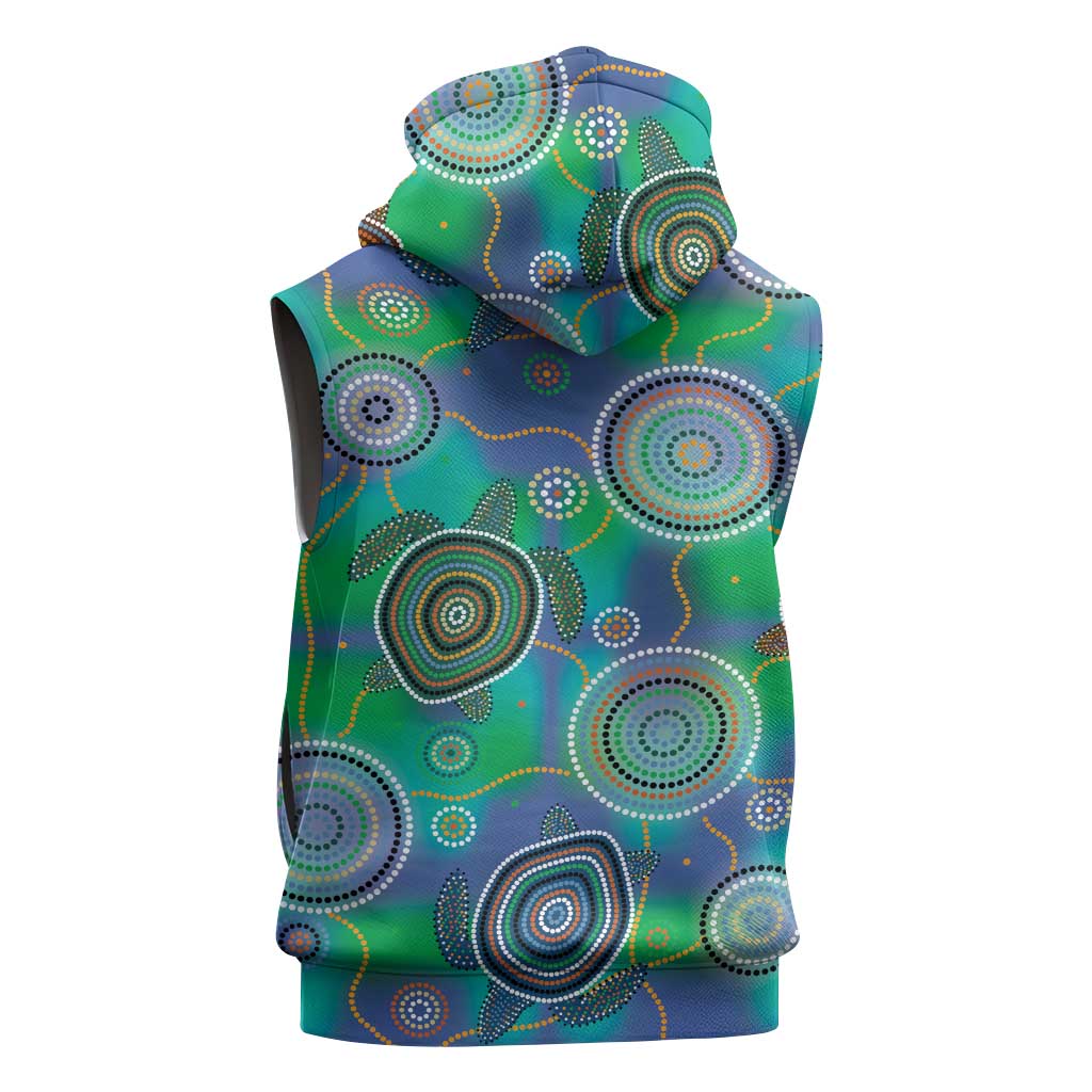NAIDOC 50 Years of Deadly Sleeveless Hoodie Sea Turtle Aboriginal Dot Art