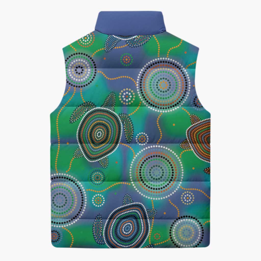 NAIDOC 50 Years of Deadly Sleeveless Puffer Jacket Sea Turtle Aboriginal Dot Art