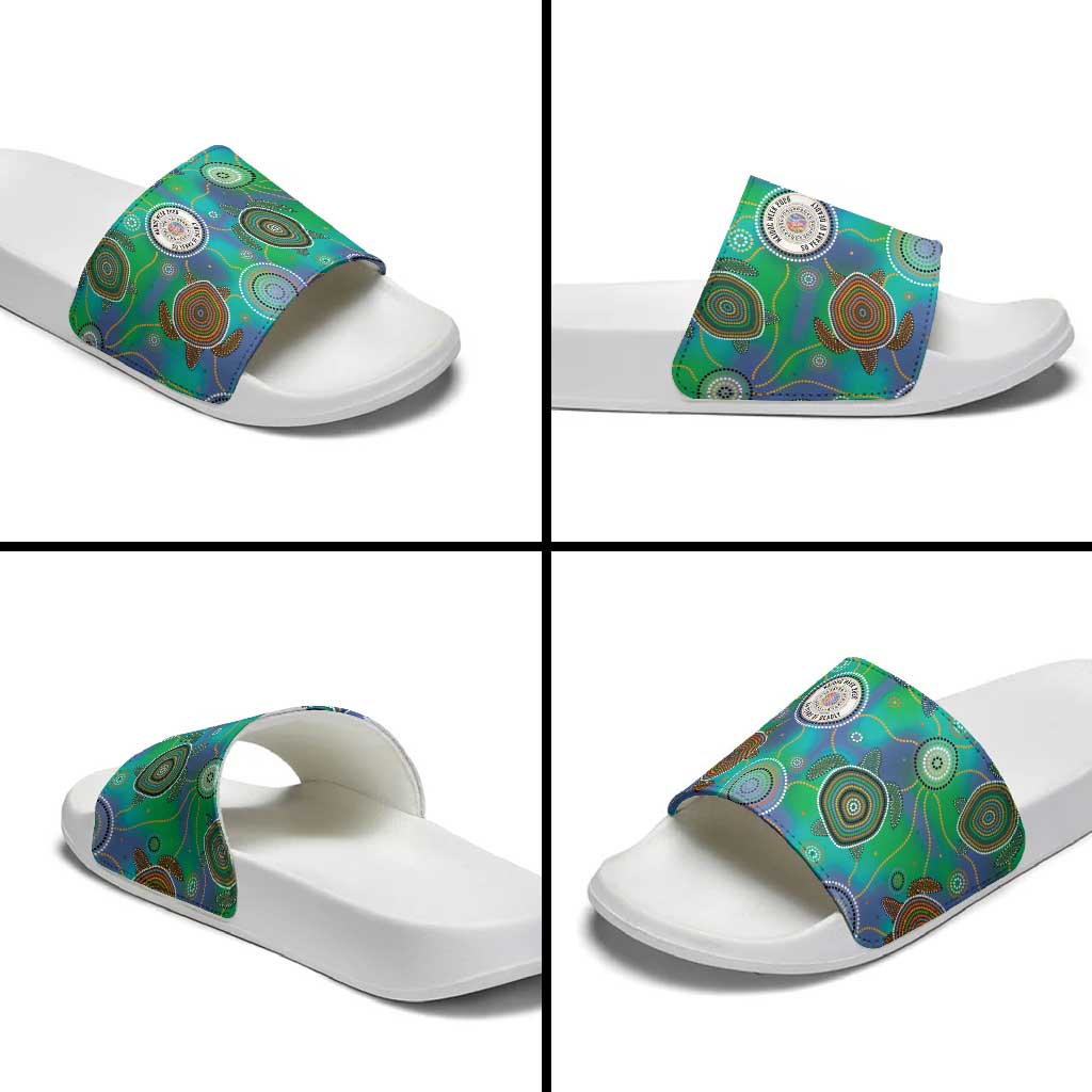 NAIDOC 50 Years of Deadly Slide Sandals Sea Turtle Aboriginal Dot Art