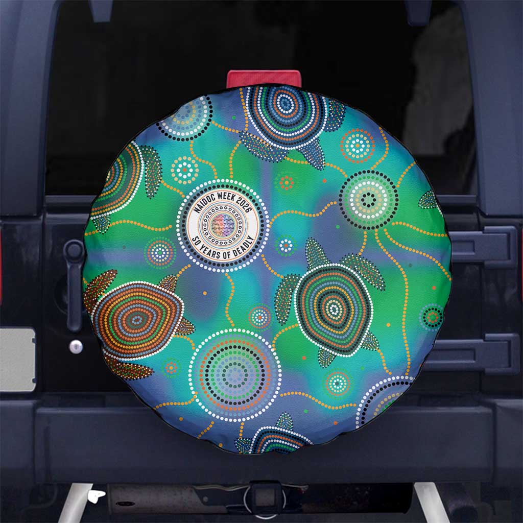NAIDOC 50 Years of Deadly Spare Tire Cover Sea Turtle Aboriginal Dot Art