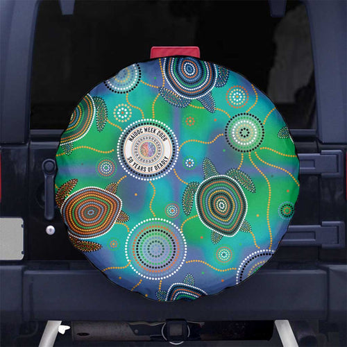 NAIDOC 50 Years of Deadly Spare Tire Cover Sea Turtle Aboriginal Dot Art
