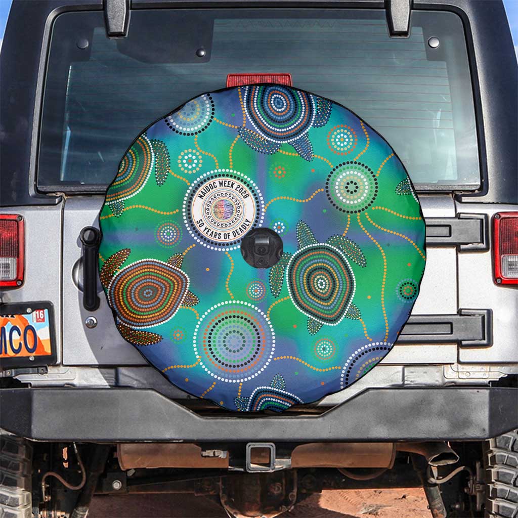 NAIDOC 50 Years of Deadly Spare Tire Cover Sea Turtle Aboriginal Dot Art