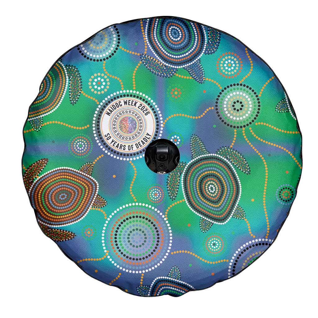 NAIDOC 50 Years of Deadly Spare Tire Cover Sea Turtle Aboriginal Dot Art
