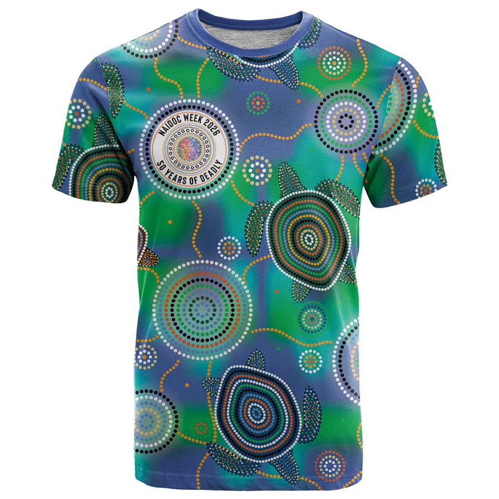 NAIDOC 50 Years of Deadly T Shirt Sea Turtle Aboriginal Dot Art