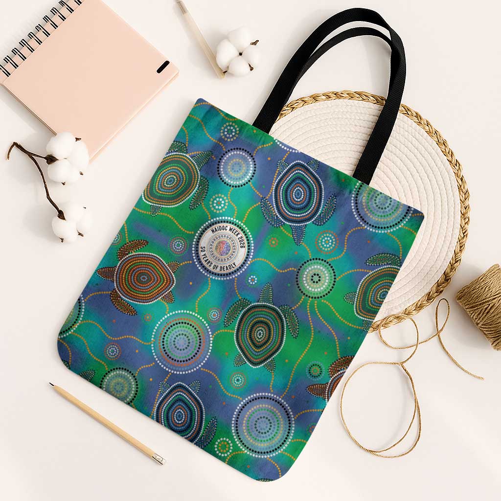 NAIDOC 50 Years of Deadly Tote Bag Sea Turtle Aboriginal Dot Art