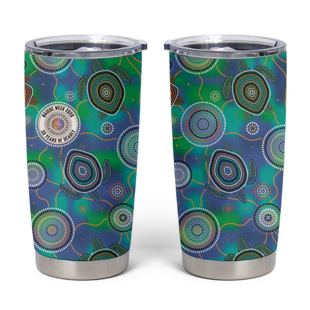 NAIDOC 50 Years of Deadly Tumbler Cup Sea Turtle Aboriginal Dot Art