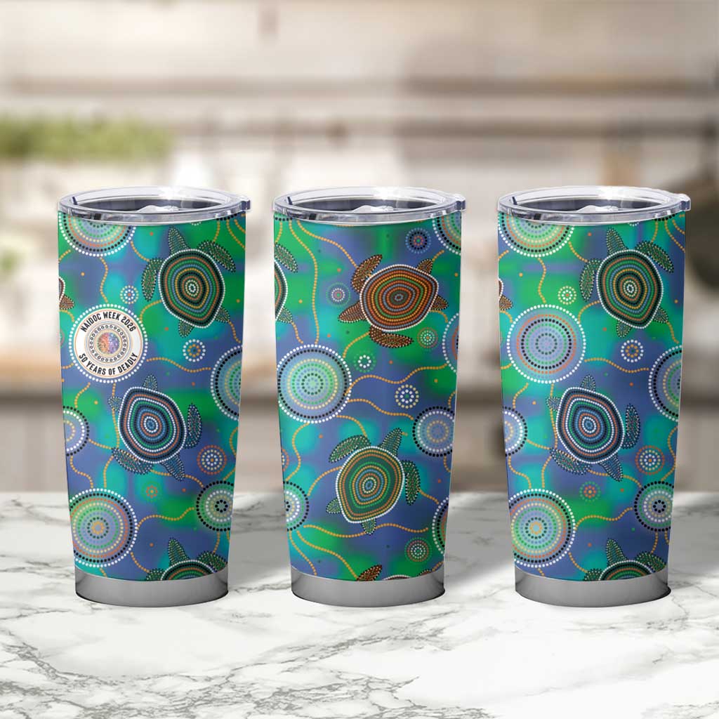 NAIDOC 50 Years of Deadly Tumbler Cup Sea Turtle Aboriginal Dot Art