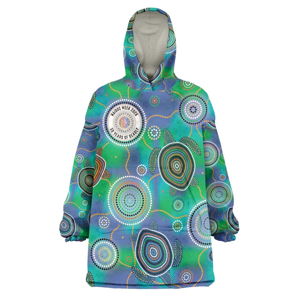 NAIDOC 50 Years of Deadly Wearable Blanket Hoodie Sea Turtle Aboriginal Dot Art