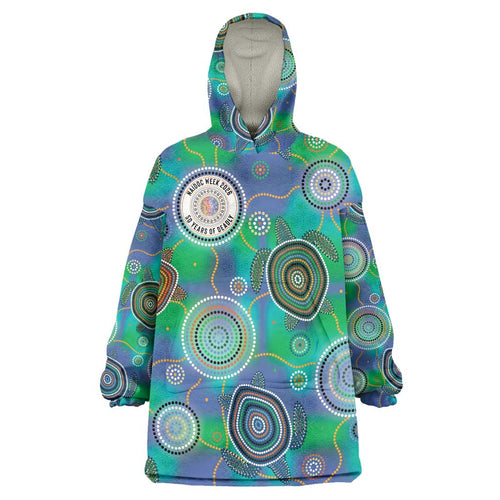 NAIDOC 50 Years of Deadly Wearable Blanket Hoodie Sea Turtle Aboriginal Dot Art