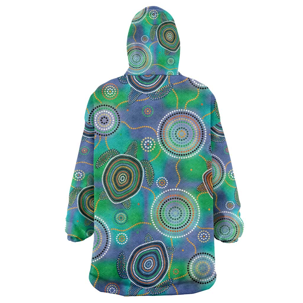 NAIDOC 50 Years of Deadly Wearable Blanket Hoodie Sea Turtle Aboriginal Dot Art