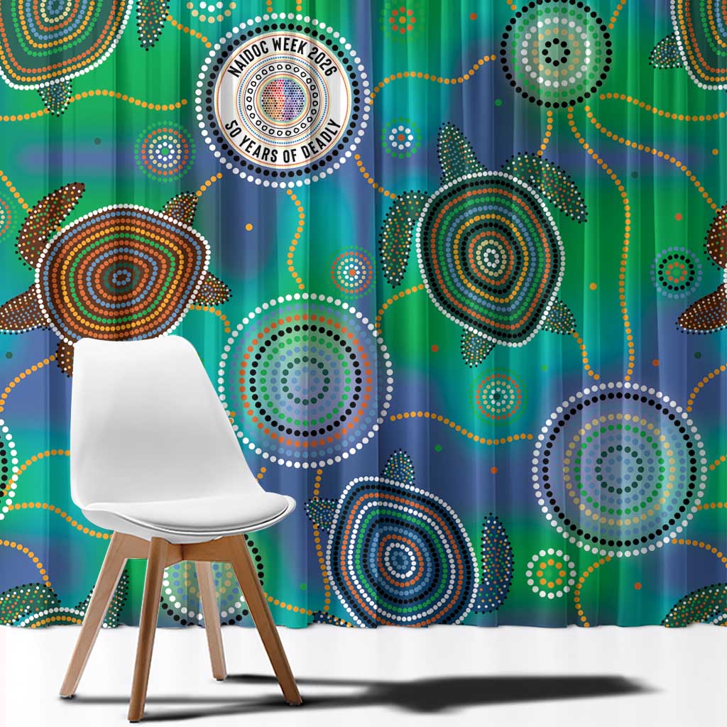 NAIDOC 50 Years of Deadly Window Curtain Sea Turtle Aboriginal Dot Art