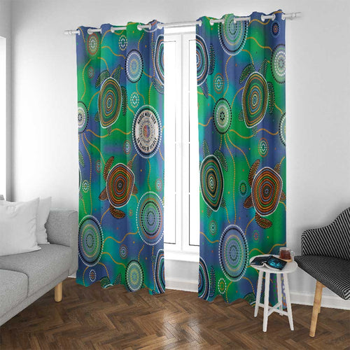 NAIDOC 50 Years of Deadly Window Curtain Sea Turtle Aboriginal Dot Art