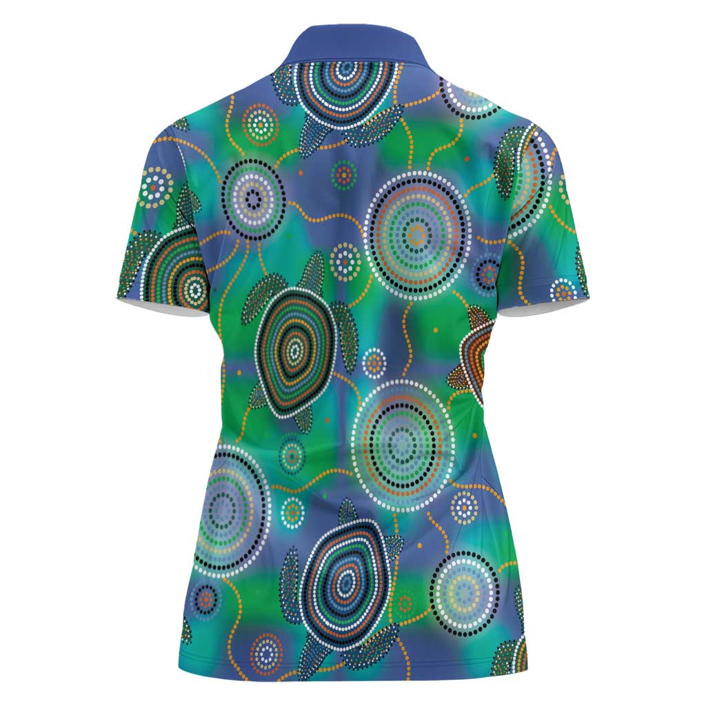 NAIDOC 50 Years of Deadly Women Polo Shirt Sea Turtle Aboriginal Dot Art