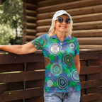 NAIDOC 50 Years of Deadly Women Polo Shirt Sea Turtle Aboriginal Dot Art