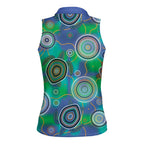 NAIDOC 50 Years of Deadly Women Sleeveless Polo Shirt Sea Turtle Aboriginal Dot Art
