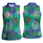 NAIDOC 50 Years of Deadly Women Sleeveless Polo Shirt Sea Turtle Aboriginal Dot Art